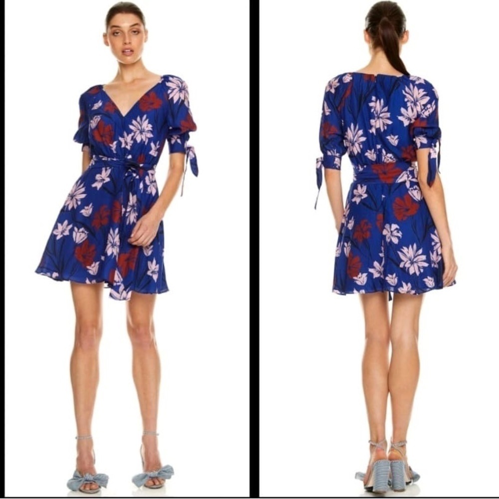 TALULAH Vibrant Blue and Red Floral Mini Dress